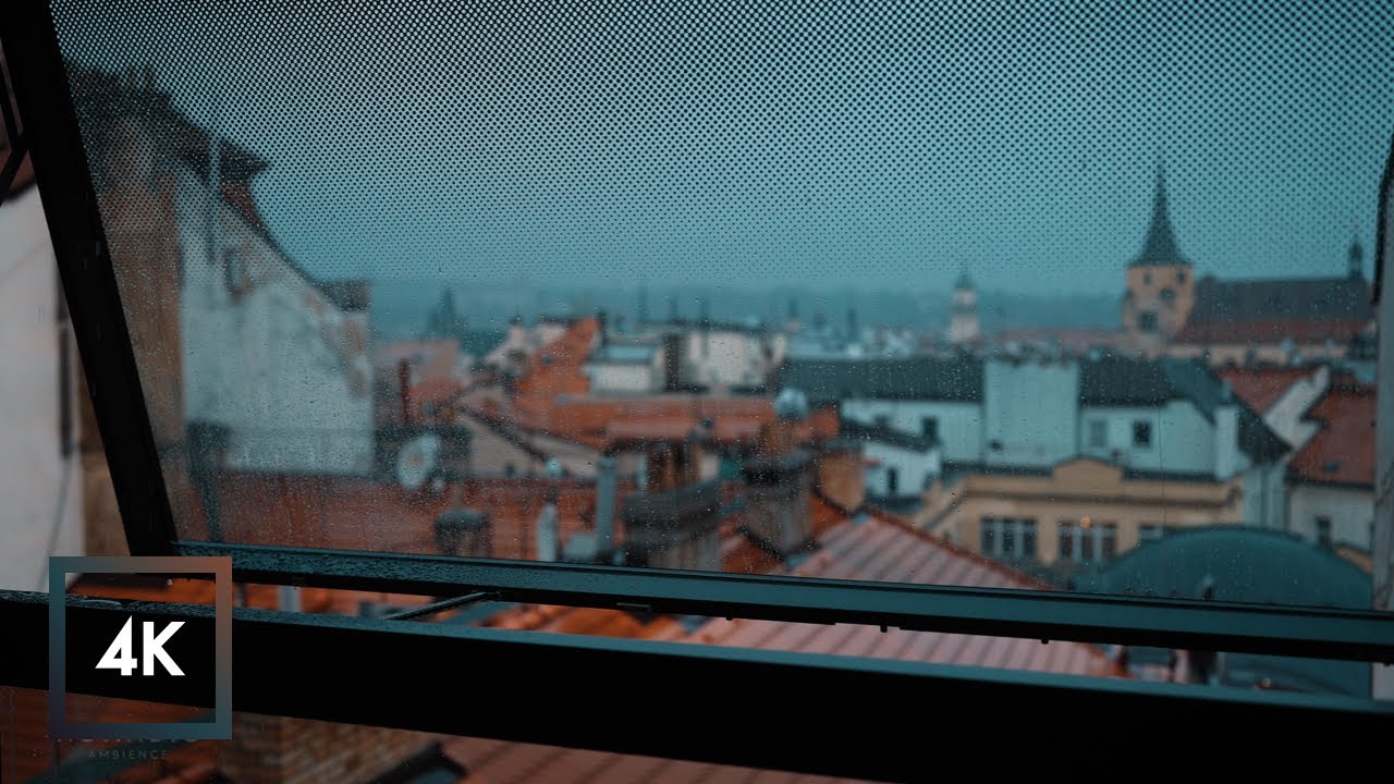 Rainy Sounds in Prague, Rain on Glass Window for Deep Sleep, Relaxation and Study 1 Hour