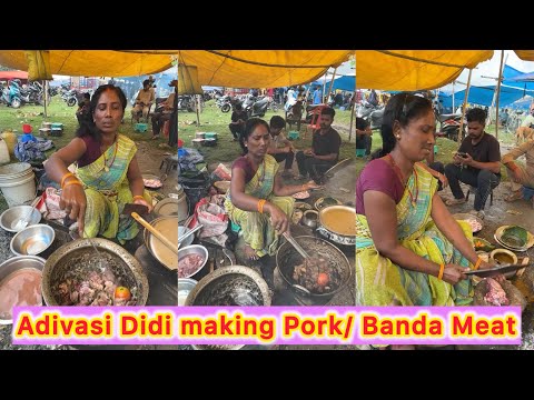 😍😍 Adivasi Didi Making Pork/Banda Meat in Ranchi – Kabhi khaya hai aisa meat? 🤩🤩