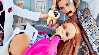 Barbie & Ken Doll Family Dentist Visit Story 😬🦷 바비 켄 첼시 토미 인형 가족 병원 치과 의사 장난감 상황극 놀이 
