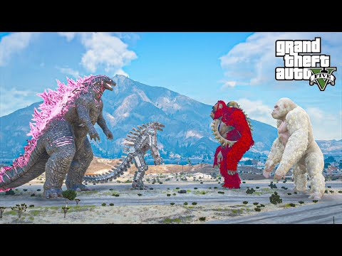 Godzilla 2024 & Mechagodzilla vs Giant George & ScarKing | GTA 5 Mods Epic Battle