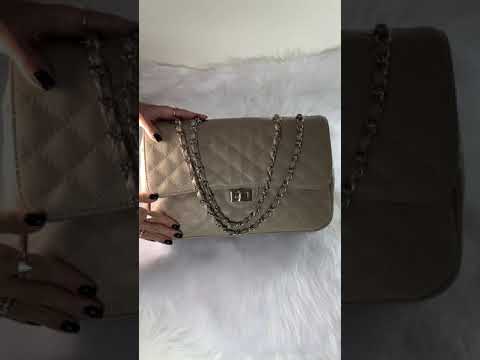 VERSALHES GRANDE Bolsa de corrente em couro legítimo nude matelassê tradicional