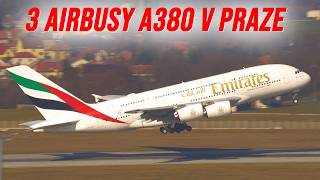 3 Airbusy A380 v Praze v jeden den. Historický moment na Ruzyni.