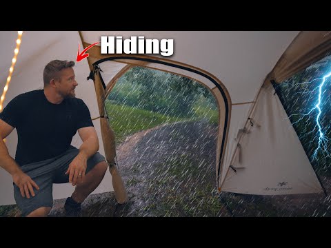 Camping in the MOST INTENSE Storm of the Year - 5" of Rain in a MASSIVE Japanese Tent