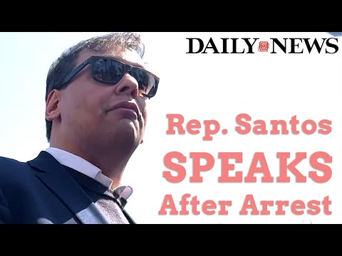 Rep. George Santos speaks after being charged with multiple crimes