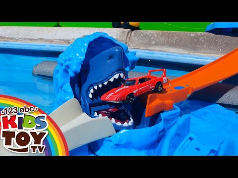 Water Racing with Toy Cars in a Pool with Track