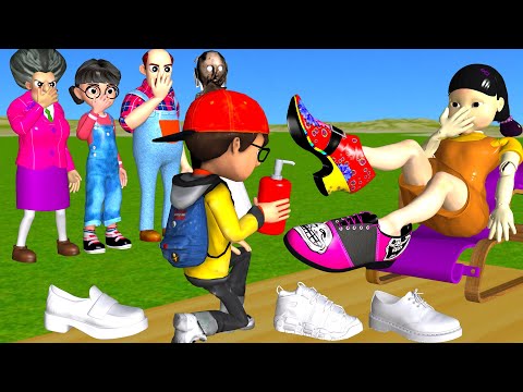 Scary Teacher 3D vs Squid Game Spray Paint Shoes Squid Girl Nice or Error 5 Times Challenge