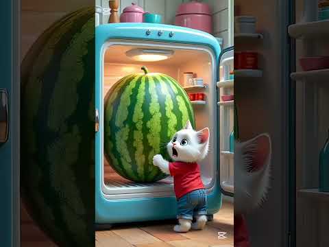 القطة بتاكل #بطيخ_احمر