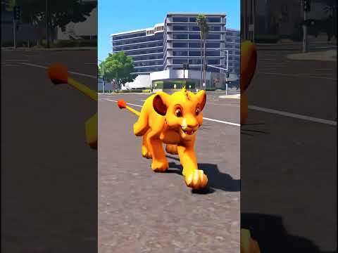 GTA V : SUPER LIONS SAVING SUPER COW 😭#shorts