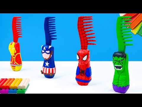 DIY Comb mod superhero Hulk, Spider-man, Captain America, Ironman with Clay || Sky Clay