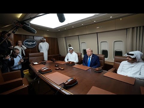 YouTube video thumbnail: Trump Makes Unplanned Refuelling Stop in Qatar, Meets Emir Ahead of Asia Trip