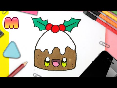 COMO DIBUJAR PASTEL NAVIDEÑO KAWAII - dibujos kawaii faciles - Como dibujar comida kawaii