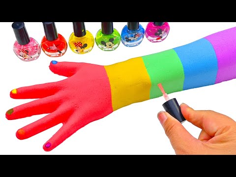 Satisfying Video l How to make Kinetic Sand rainbow arm With nail polish ASMR