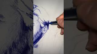 drawing masoud  meral   from blue fountain pen.💙💛🐆 #artist #sketch  #sketch #painting #draw