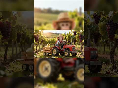 Monkey Farmer's Vineyard Sunset Ride! 🚜🍇🦆 Cute Friends! #shorts