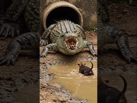 Puppy’s Terrifying Face-Off with a Giant Crocodile! #crocodileattacks