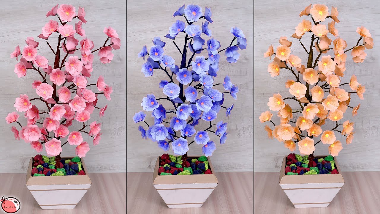 WOW! DIY Paper Flowers Craft How to Make Flower Pot Using Paper