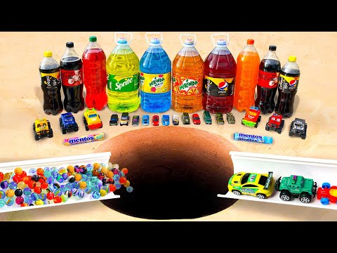 Big Toothpaste Eruption from Underground, Racing Cars vs Marbles with Coca Cola, Fanta and Mentos