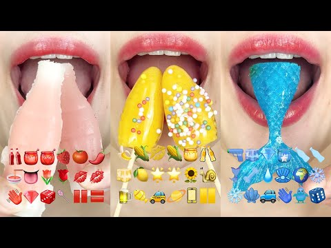 asmr COLORFUL EMOJI FOOD COLLECTION 알록달록 이모지 먹방 모음집 MUKBANG eating sounds