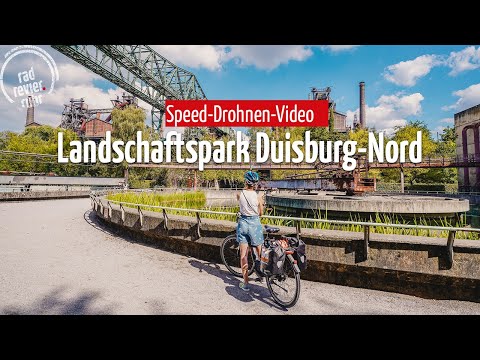 Radfahren im Ruhrgebiet | Speed-Drohnen-Flug | Landschaftspark-Duisburg Nord