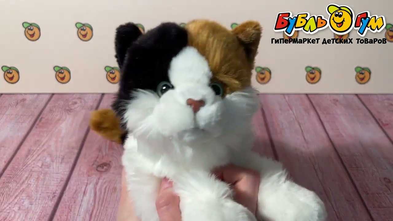 Игрушка мягкая кошка трехцветная 23см - видео Игрушка мягкая кошка трехцветная 23см - видео