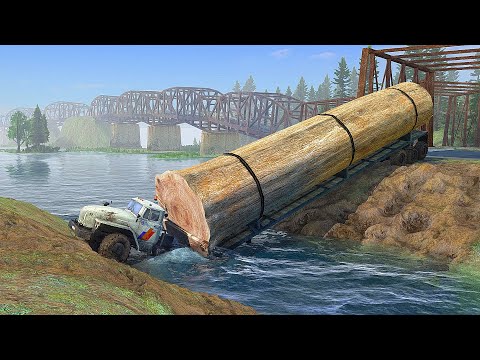Incredible Heavy Logging Truck Battle Against Treacherous Waters - Spintires Mudrunner 2018