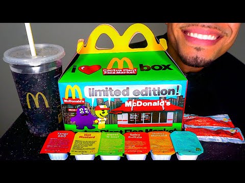 ASMR MCDONALD'S ADULT HAPPY MEAL CACTUS PLANT FLEA MARKET 10 PIECE CHICKEN NUGGETS FRIES EATING SHOW
