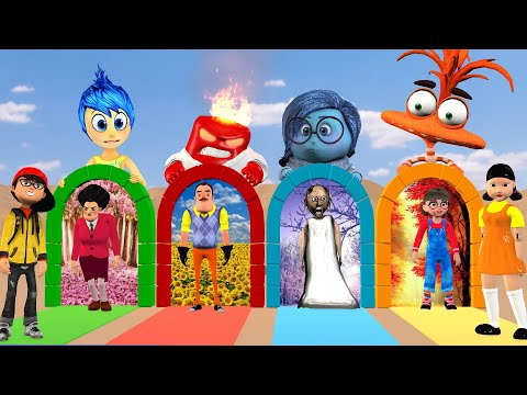Scary Teacher 3D vs Squid Game Rainbow Gate Four Seasons 5 Times Challenge Does Miss T To Win?