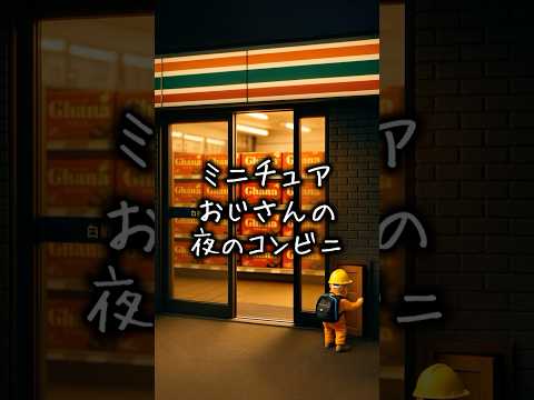 ミニチュアおじさんの夜のコンビニ#ミニチュア #ai #おじさん #お菓子 #コンビニ