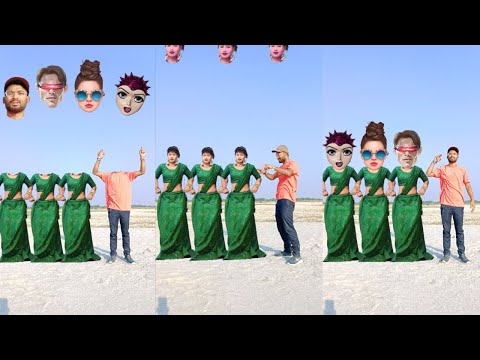 Three beautiful girls, twins Head matching dancing video by vfxdipankar Live 💞