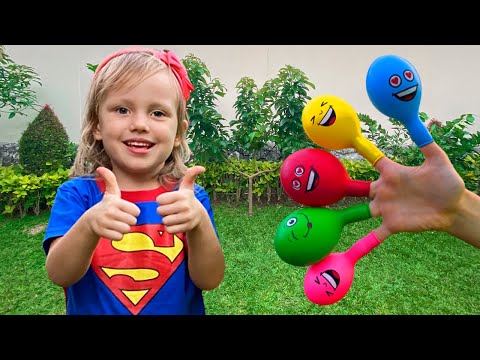 Nastya Bermain Mengisi Air Dalam Balon Daddy Finger Nursery Rhymes | Learn Colors With Balloons