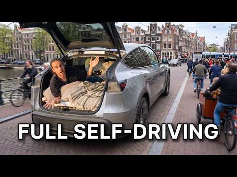 Tesla FSD Car Camping Road Trip in Europe