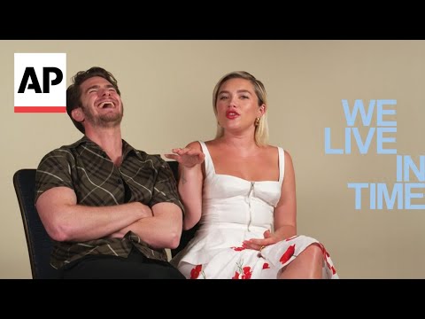 Image: ’We Live In Time’ stars Andrew Garfield and Florence Pugh - AP interview (U)