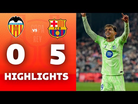 VALENCIA vs BARCELONA (0-5) | RESUMEN y GOLES DEL PARTIDO | Copa del Rey 2025