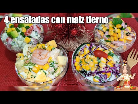 4🎉 Ensaladas de maíz tierno 🥗🌽🌽🎄 #ensaladasfaciles #choclo