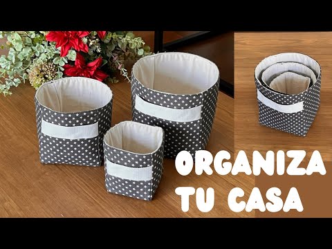 Organiza tu casa. Cestos organizadores en tres tamaños. Patrones gratuitos