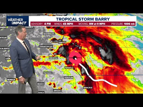 YouTube video thumbnail: Tropical Update: Tropical Storm Barry Edges Closer to Mexico, new Spot to Watch Near Florida