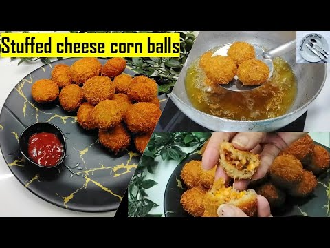 पार्टी वाला स्टफ्ड चीज़ कॉर्न बॉल्स बनाने की आसान रेसिपी | cheese corn balls | appetizer recipes