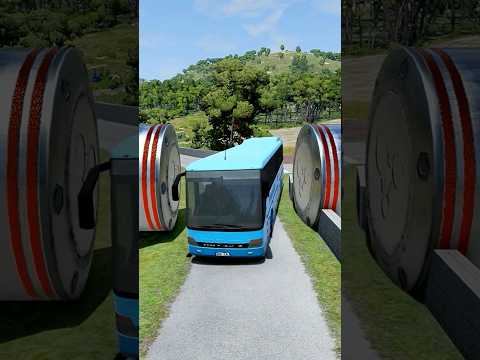 Reverse Mix Color Bus Vs bollards Crash#beamngdrive #beamng#shorts