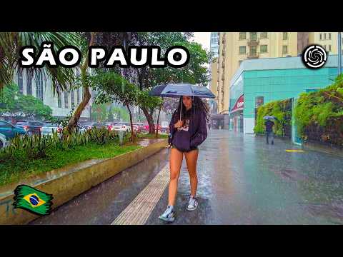 Walking in the Rain in São Paulo — AV PAULISTA and MASP MUSEUM — São Paulo 🇧🇷 Brazil 【 4K UHD 】