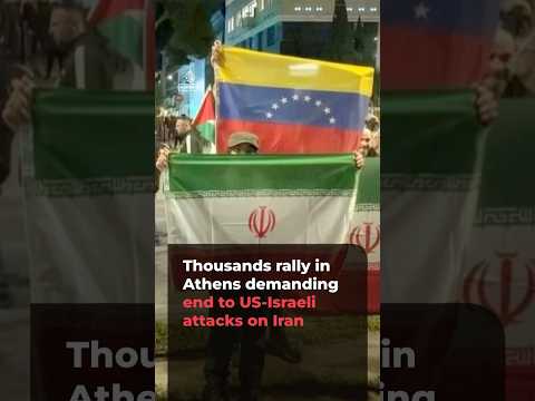 Thousands rally in Athens protesting US-Israeli attacks on Iran | AJ #shorts