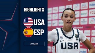 HIGHLIGHTS: USA vs Spain | 2025 FIBA U19 Women's World Cup | July 19, 2025