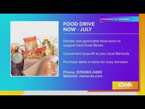 YouTube video thumbnail: Menards Is Helping With Food Insecurity in Iowa With a Collection Drive That Will Last Through July