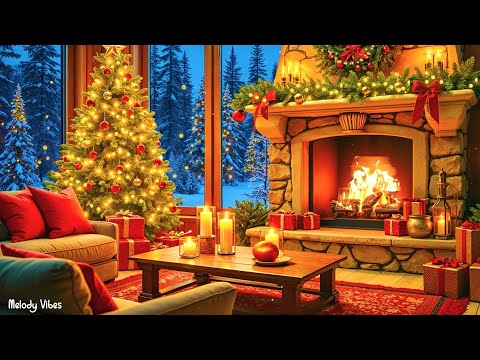 Cozy Winter Fireplace Christmas Relaxing Music🎄Beautiful Winter Fireplace🔥Christmas Ambience Music