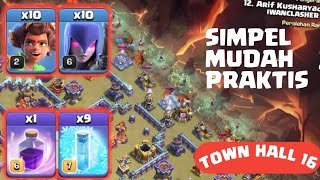 Paling Dicari Simpel Mudah Praktis Serangan Town hall 16 COC INDONESIA