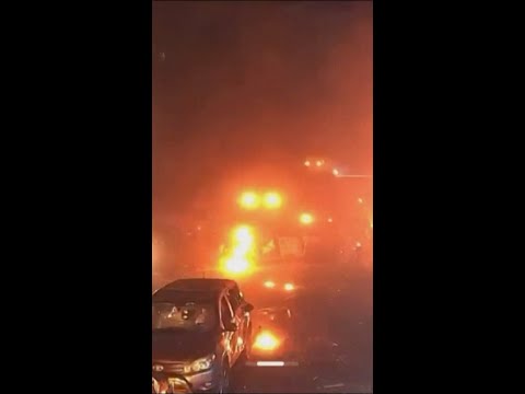 Surveillance video captures strike in Ukraine’s Kharkiv