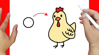 Cómo dibujar una gallina en 2 minutos | Dibujos fáciles