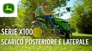 Sfalcio con i trattori John Deere Serie X100: Scarico laterale e collettore