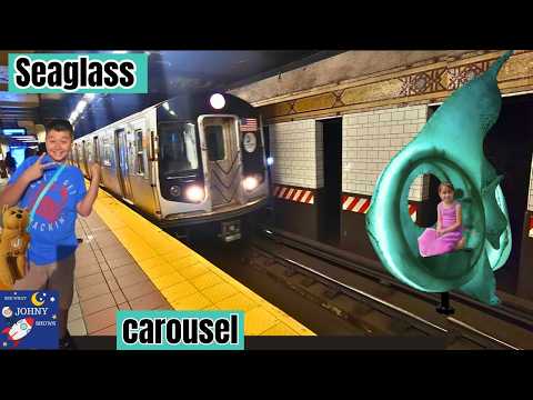 MTA Subway Train Ride To Seaglass Carousel & MTA Transit Store Munipals Trains