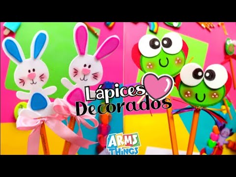 DIY: Lápices Decorados 🥰 MOLDES GRATIS 🤩 / Regalitos fáciles y bonitos 🧡💚❤️🩷💜💛💙