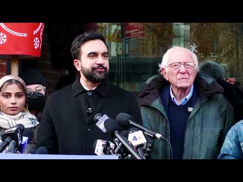 YouTube video thumbnail: Mamdani, Sanders Join Striking Starbucks Workers in New York